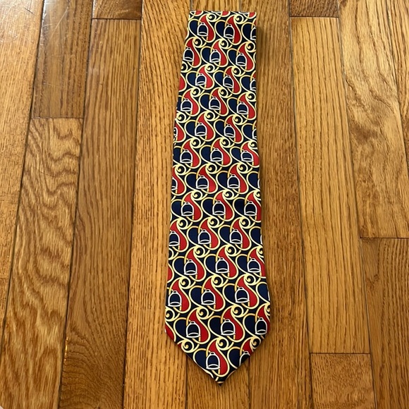 Vintage Paola Gucci Silk Tie Men’s Formal Blue Red GoldWedding Office
